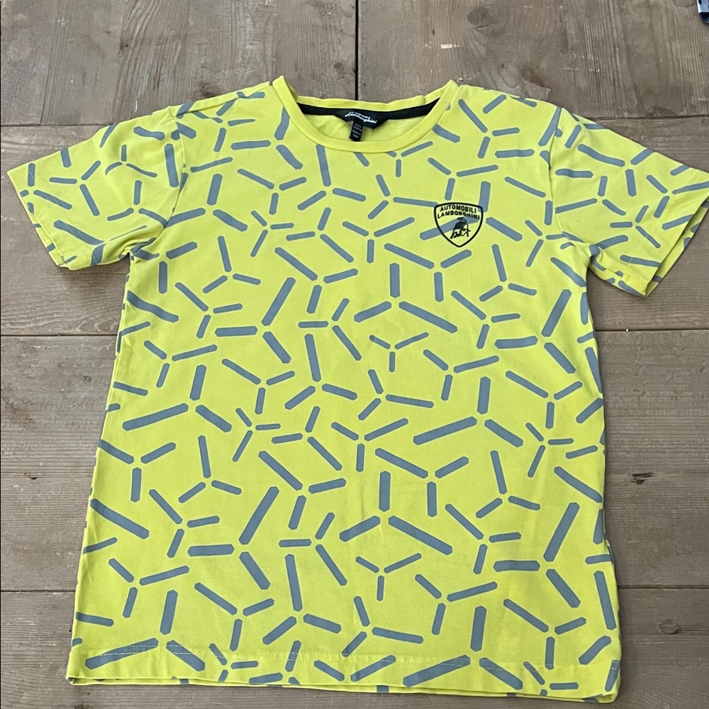 Lamborghini Yellow T-Shirt with Gray Pattern